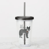 Grauwolf mit Pipe-Cartoon-Abbildung Acryltrinkbecher (Vorderseite)
