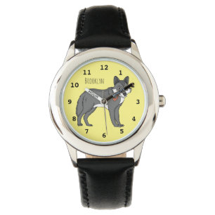 Grauwolf mit Pipe-Cartoon-Abbildung Armbanduhr