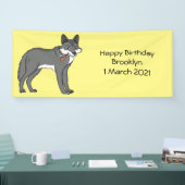 Grauwolf mit Pipe-Cartoon-Abbildung Banner (Messe)