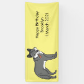 Grauwolf mit Pipe-Cartoon-Abbildung Banner (Vertikal)