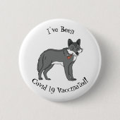 Grauwolf mit Pipe-Cartoon-Abbildung Button (Vorderseite)