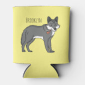 Grauwolf mit Pipe-Cartoon-Abbildung Dosenkühler (Vorderseite)