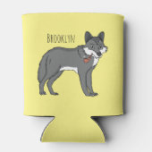 Grauwolf mit Pipe-Cartoon-Abbildung Dosenkühler (Rückseite)