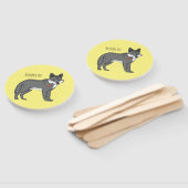 Grauwolf mit Pipe-Cartoon-Abbildung Fächer (Non-assembled)