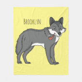 Grauwolf mit Pipe-Cartoon-Abbildung Fleecedecke (Vorderseite)