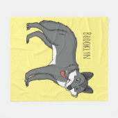 Grauwolf mit Pipe-Cartoon-Abbildung Fleecedecke (Vorderseite (Horizontal))