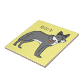 Grauwolf mit Pipe-Cartoon-Abbildung Fliese (Seite)