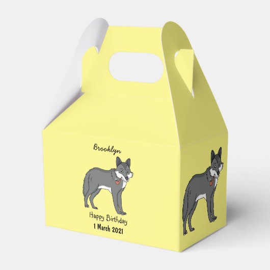 Grauwolf mit Pipe-Cartoon-Abbildung Geschenkschachtel (Vorderseite)