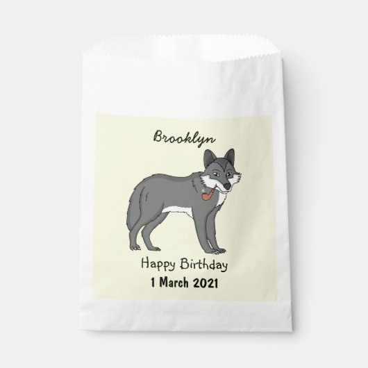 Grauwolf mit Pipe-Cartoon-Abbildung Geschenktütchen (Vorderseite)