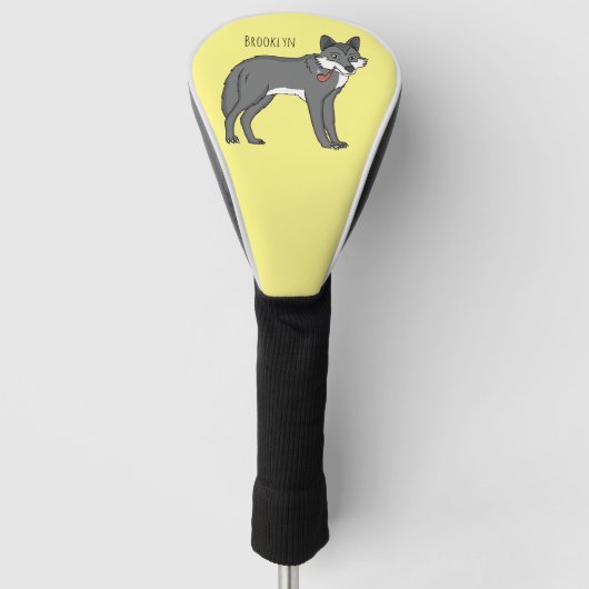 Grauwolf mit Pipe-Cartoon-Abbildung Golf Headcover (Vorderseite)