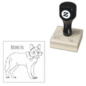Grauwolf mit Pipe-Cartoon-Abbildung Gummistempel (Stempel)