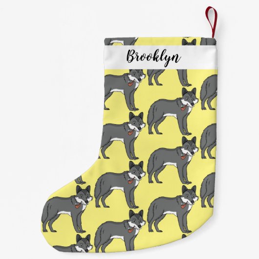 Grauwolf mit Pipe-Cartoon-Abbildung Kleiner Weihnachtsstrumpf (Rückseite)