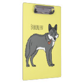 Grauwolf mit Pipe-Cartoon-Abbildung Klemmbrett (Rechts)