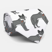Grauwolf mit Pipe-Cartoon-Abbildung Krawatte (Gerollt)