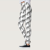 Grauwolf mit Pipe-Cartoon-Abbildung Leggings (Links)