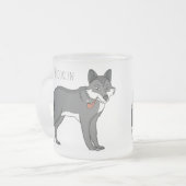 Grauwolf mit Pipe-Cartoon-Abbildung Mattglastasse (Vorderseite Links)