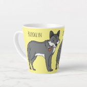 Grauwolf mit Pipe-Cartoon-Abbildung Milchtasse (Linke Ecke)