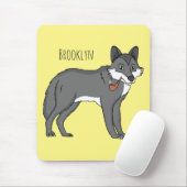 Grauwolf mit Pipe-Cartoon-Abbildung Mousepad (Mit Mouse)