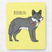 Grauwolf mit Pipe-Cartoon-Abbildung Mousepad (Vorne)