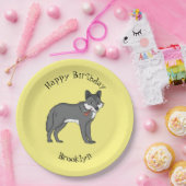 Grauwolf mit Pipe-Cartoon-Abbildung Pappteller (Party)