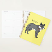 Grauwolf mit Pipe-Cartoon-Abbildung Planer (Anzeige)