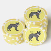 Grauwolf mit Pipe-Cartoon-Abbildung Pokerchips (Stapel)