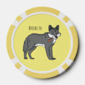 Grauwolf mit Pipe-Cartoon-Abbildung Pokerchips (Rückseite)