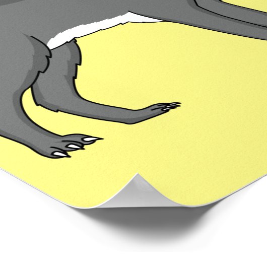 Grauwolf mit Pipe-Cartoon-Abbildung Poster (Ecke)