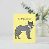 Grauwolf mit Pipe-Cartoon-Abbildung Postkarte (Stehend Vorderseite)
