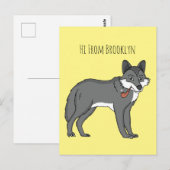 Grauwolf mit Pipe-Cartoon-Abbildung Postkarte (Vorne/Hinten)