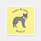 Grauwolf mit Pipe-Cartoon-Abbildung Serviette (Vorderseite)