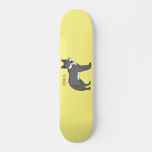 Grauwolf mit Pipe-Cartoon-Abbildung Skateboard (Vorne)