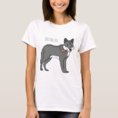 Grauwolf mit Pipe-Cartoon-Abbildung T-Shirt (Vorderseite)