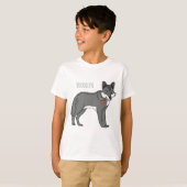 Grauwolf mit Pipe-Cartoon-Abbildung T-Shirt (Vorne ganz)