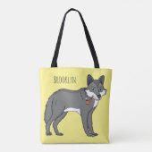 Grauwolf mit Pipe-Cartoon-Abbildung Tasche (Rückseite)