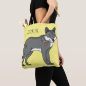 Grauwolf mit Pipe-Cartoon-Abbildung Tasche (Von Nahem)
