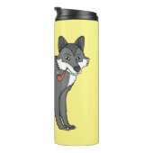 Grauwolf mit Pipe-Cartoon-Abbildung Thermosbecher (Nach rechts gedreht)