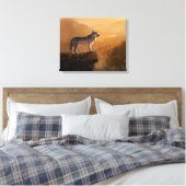 Grauwolf stehend auf einem Felsen im Wald Leinwanddruck (Insitu (Schlafzimmer))