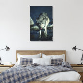 Grauwolf trinkt im Herbst Leinwanddruck (Insitu (Schlafzimmer))