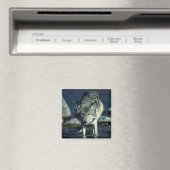 Grauwolf trinkt im Herbst Magnet (In Situ (Geschirrspüler))