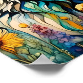 Grauwolf und Wildblumen Poster (Ecke)