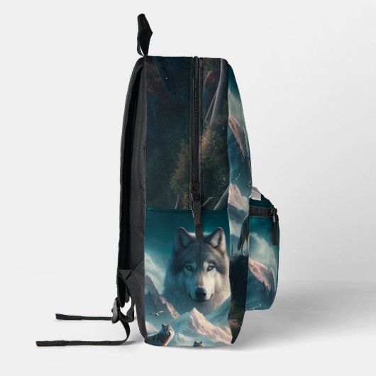 Grauwölfe bei Dawn Blue Bedruckter Rucksack (Links)
