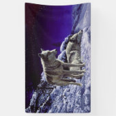 Grauwölfe im Winterschnee in der Nacht Banner (Vertikal)