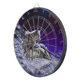 Grauwölfe im Winterschnee in der Nacht Dartscheibe (Vorderseite rechts)