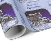 Grauwölfe im Winterschnee in der Nacht Geschenkpapier (Rolleneckpunkt)