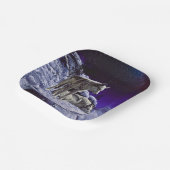 Grauwölfe im Winterschnee in der Nacht Pappteller (Gewinkelt)