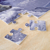 Grauwölfe im Winterschnee in der Nacht Puzzle (Seite)