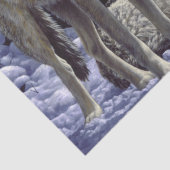 Grauwölfe im Winterschnee in der Nacht Seidenpapier (Detail)