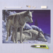 Grauwölfe im Winterschnee in der Nacht Seidenpapier (Handwerk)