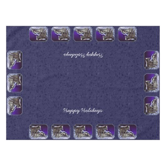 Grauwölfe im Winterschnee in der Nacht Tischdecke (Vorderseite (Horizontal))